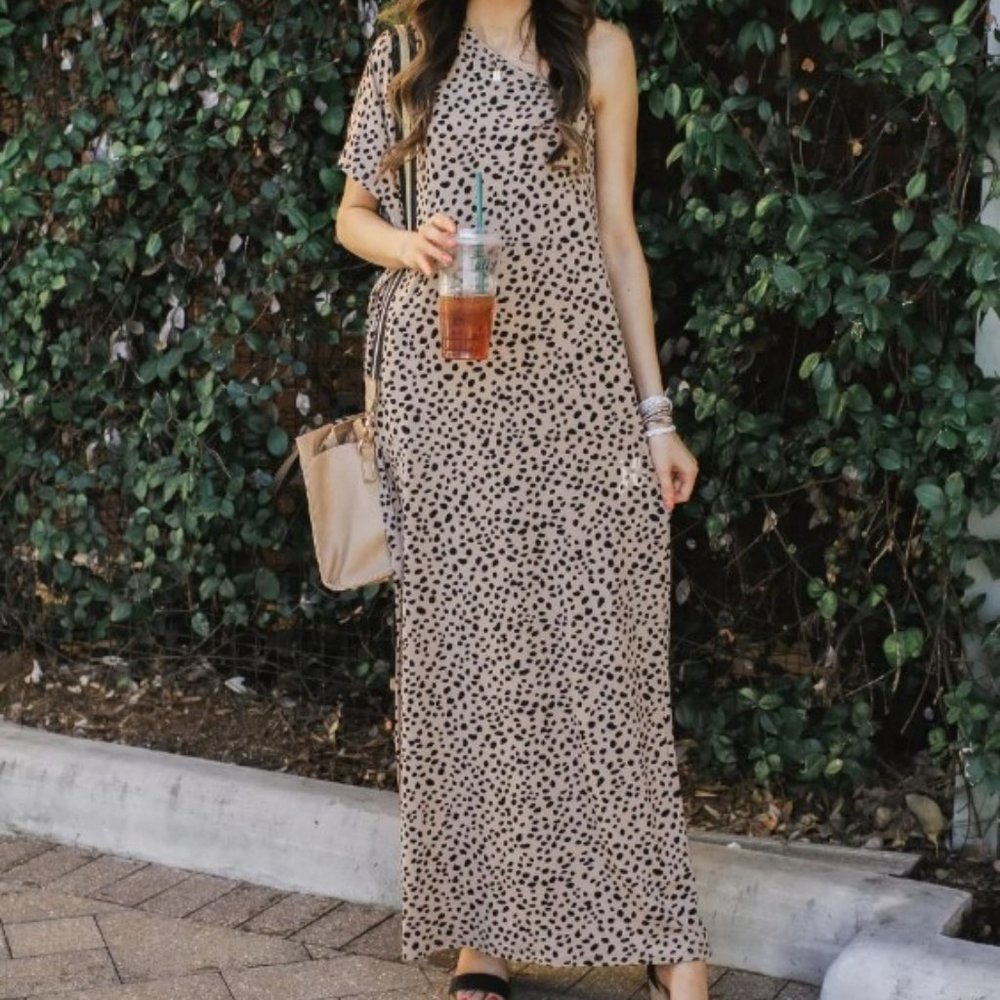 Leopard One Shoulder Maxi Dress